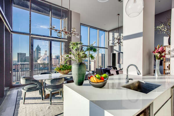 Inside of furnished apartment building